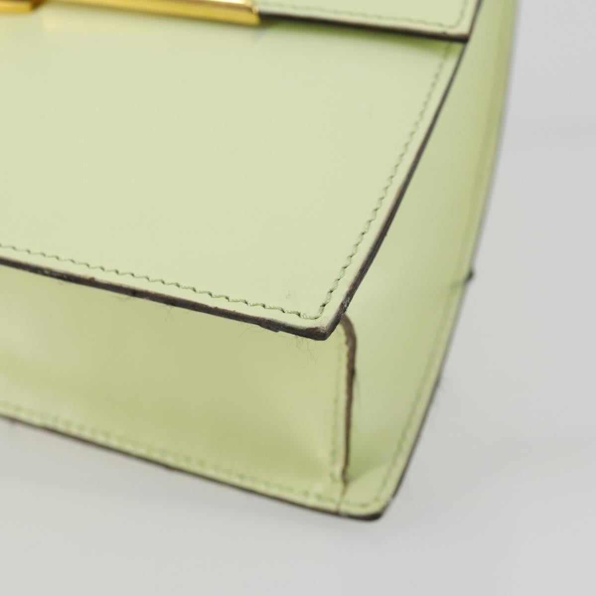 CELINE Hand Bag Leather 2way Green Gold Auth 153240