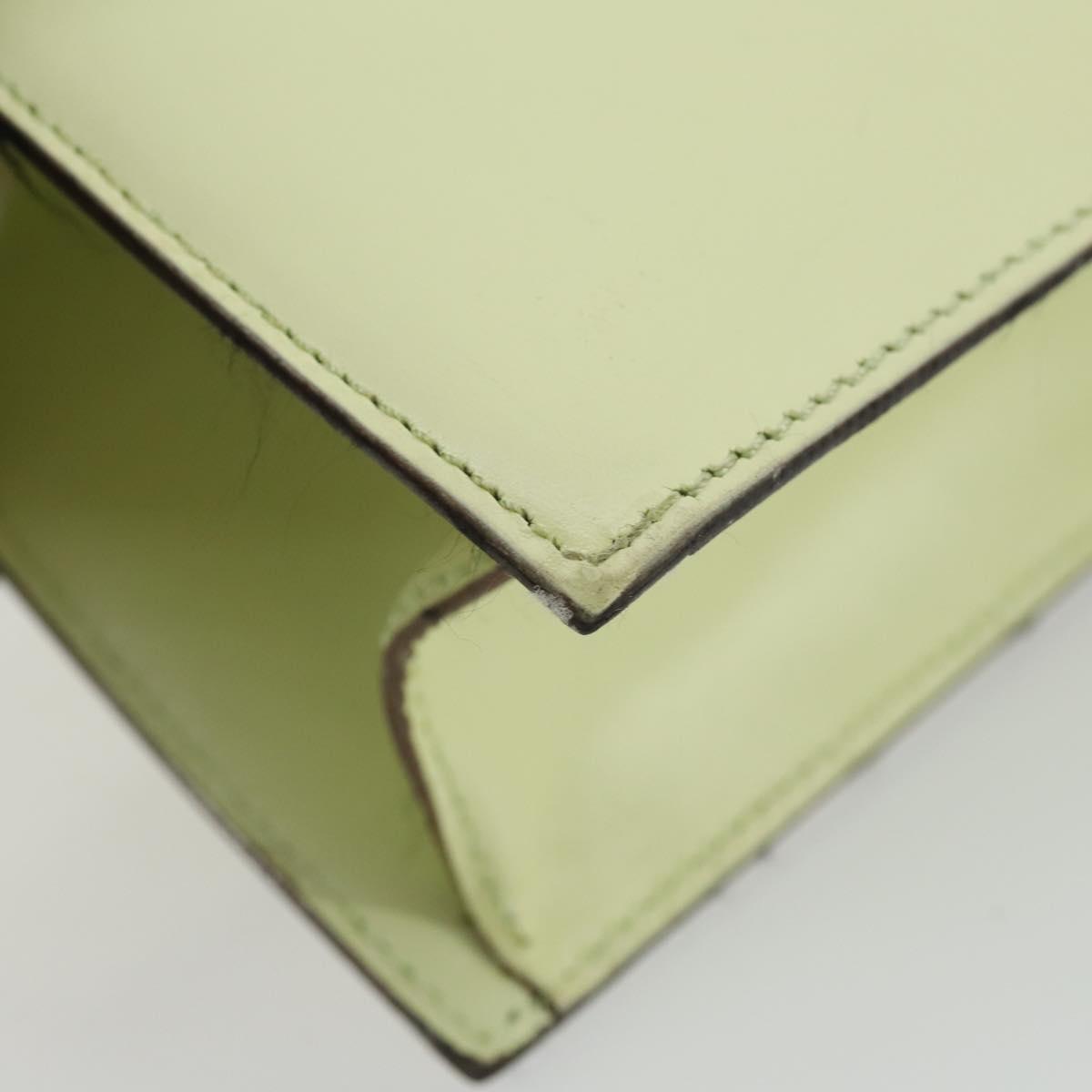 CELINE Hand Bag Leather 2way Green Gold Auth 153240