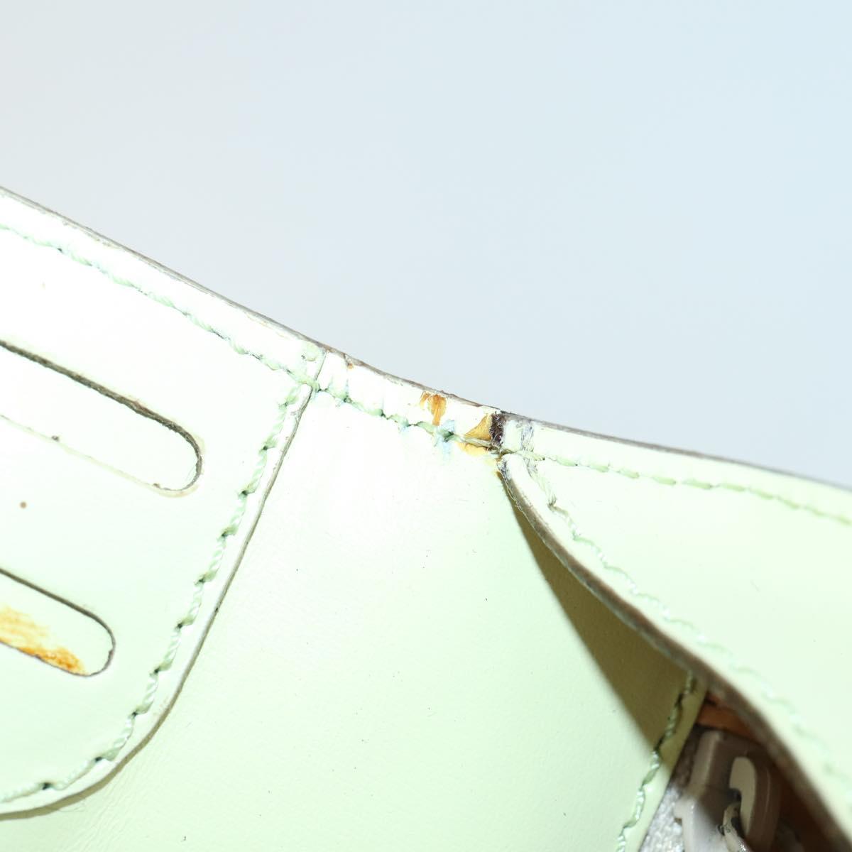 CELINE Hand Bag Leather 2way Green Gold Auth 153240