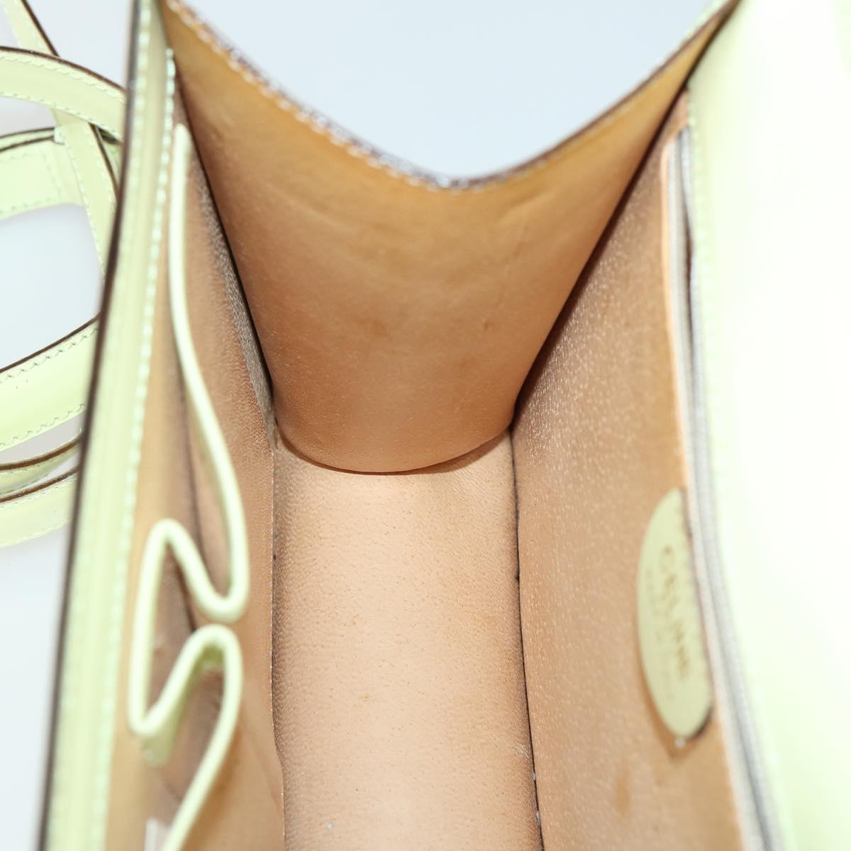 CELINE Hand Bag Leather 2way Green Gold Auth 153240