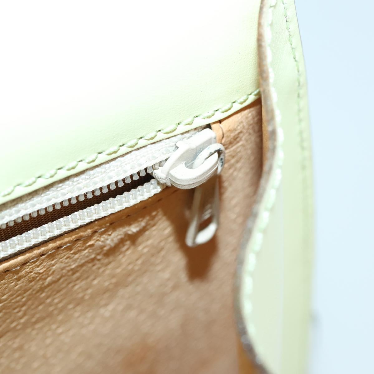 CELINE Hand Bag Leather 2way Green Gold Auth 153240