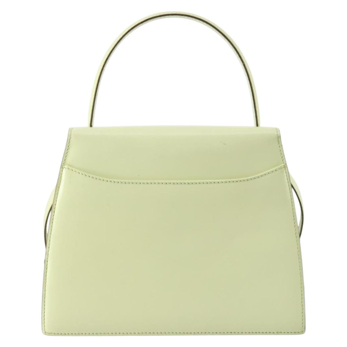 CELINE Hand Bag Leather 2way Green Gold Auth 153240