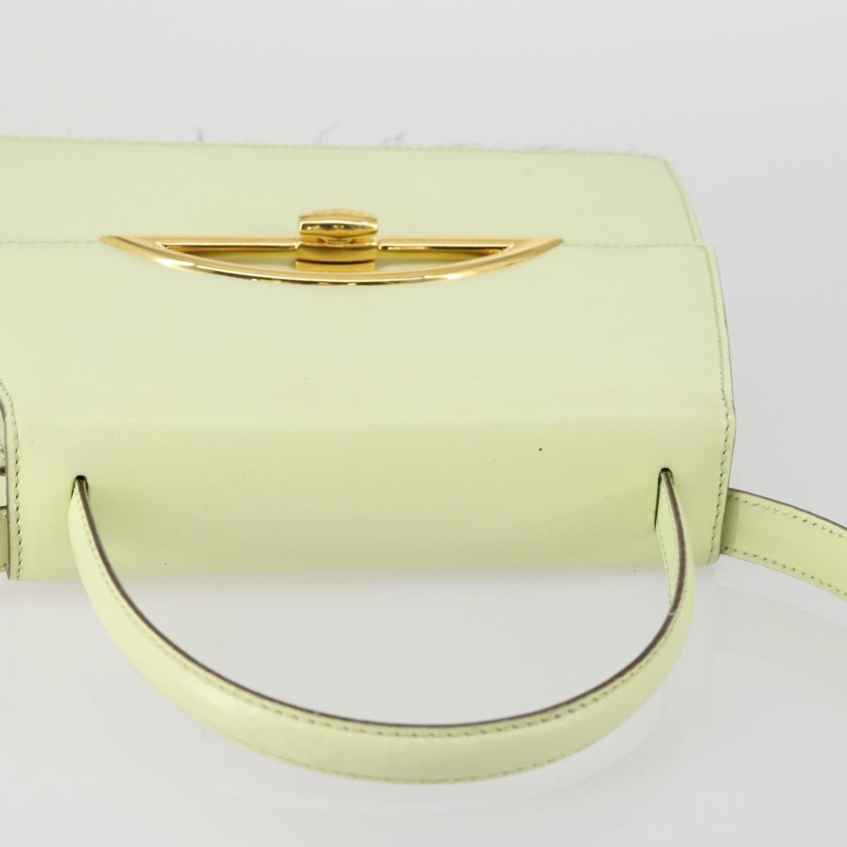 CELINE Hand Bag Leather 2way Green Gold Auth 153240
