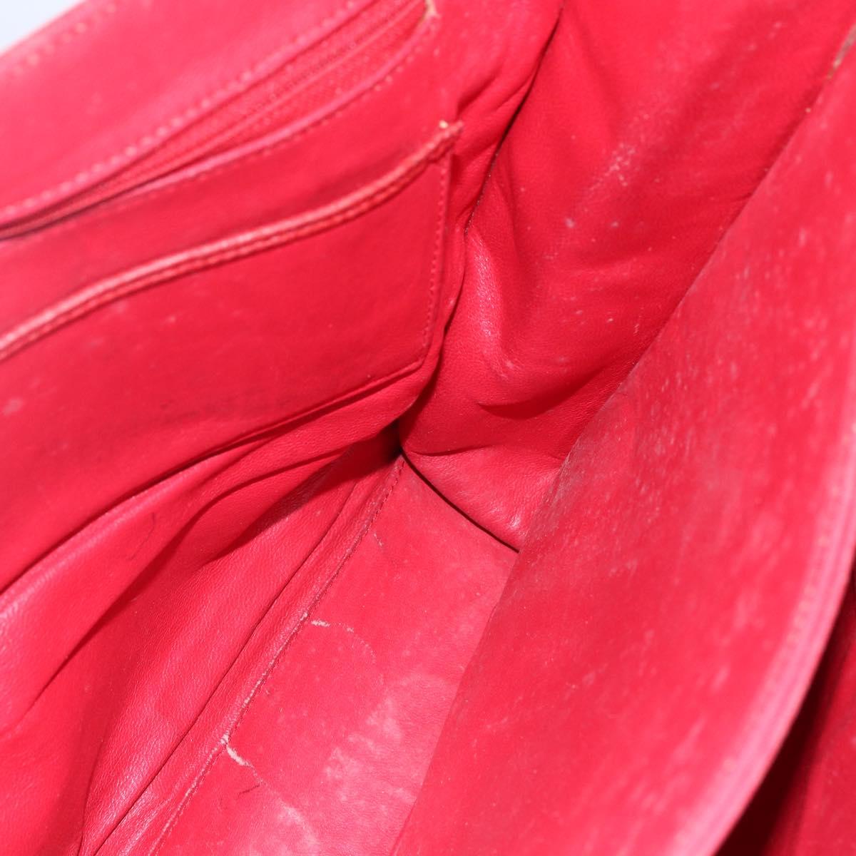 CELINE Tote Bag Leather Red Silver Auth 153241