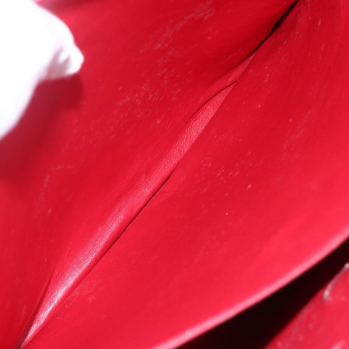 CELINE Tote Bag Leather Red Silver Auth 153241