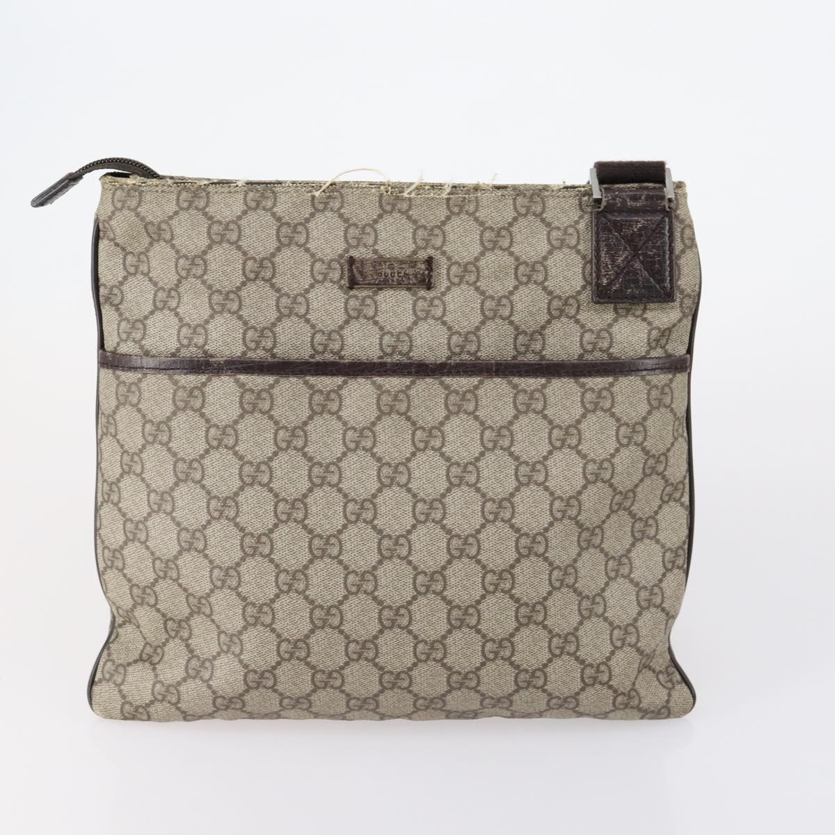 GUCCI GG Supreme Canvas Shoulder Bag PVC 5 Set Beige Black Auth 153245