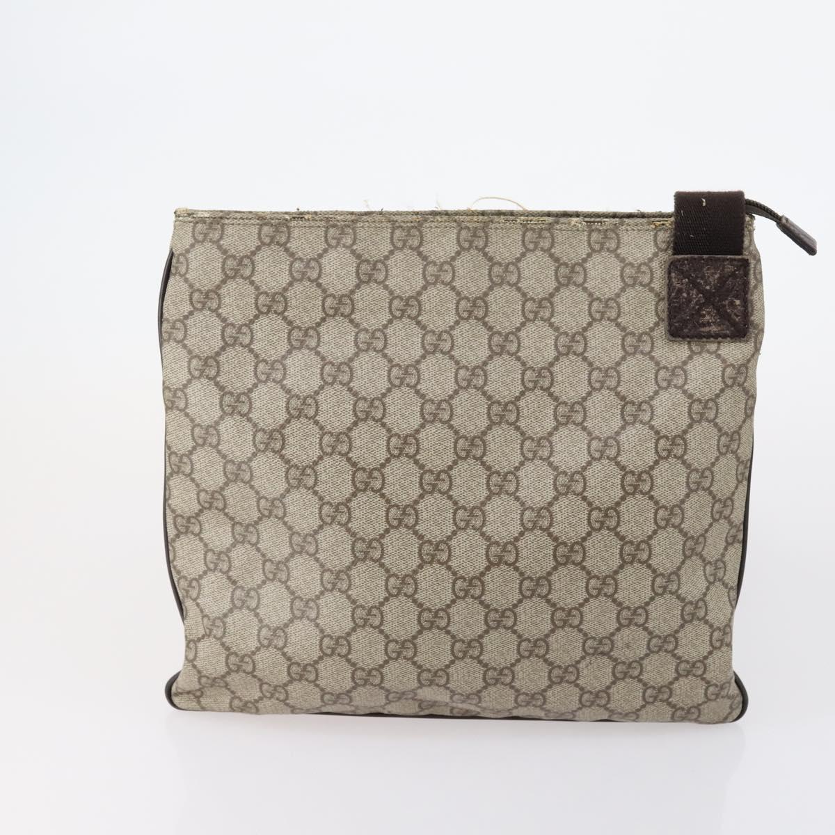 GUCCI GG Supreme Canvas Shoulder Bag PVC 5 Set Beige Black Auth 153245