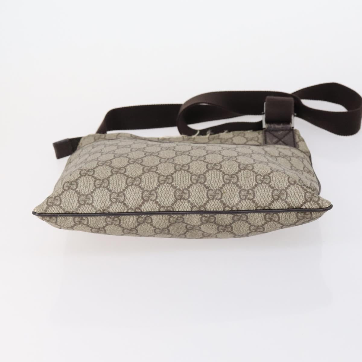 GUCCI GG Supreme Canvas Shoulder Bag PVC 5 Set Beige Black Auth 153245