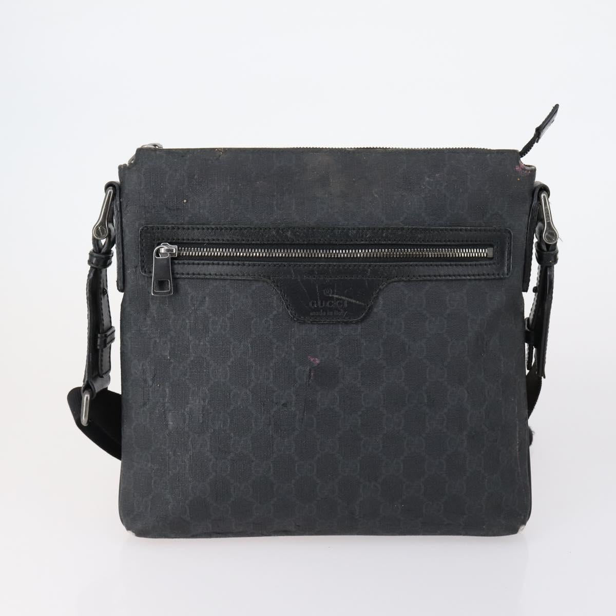 GUCCI GG Supreme Canvas Shoulder Bag PVC 5 Set Beige Black Auth 153245