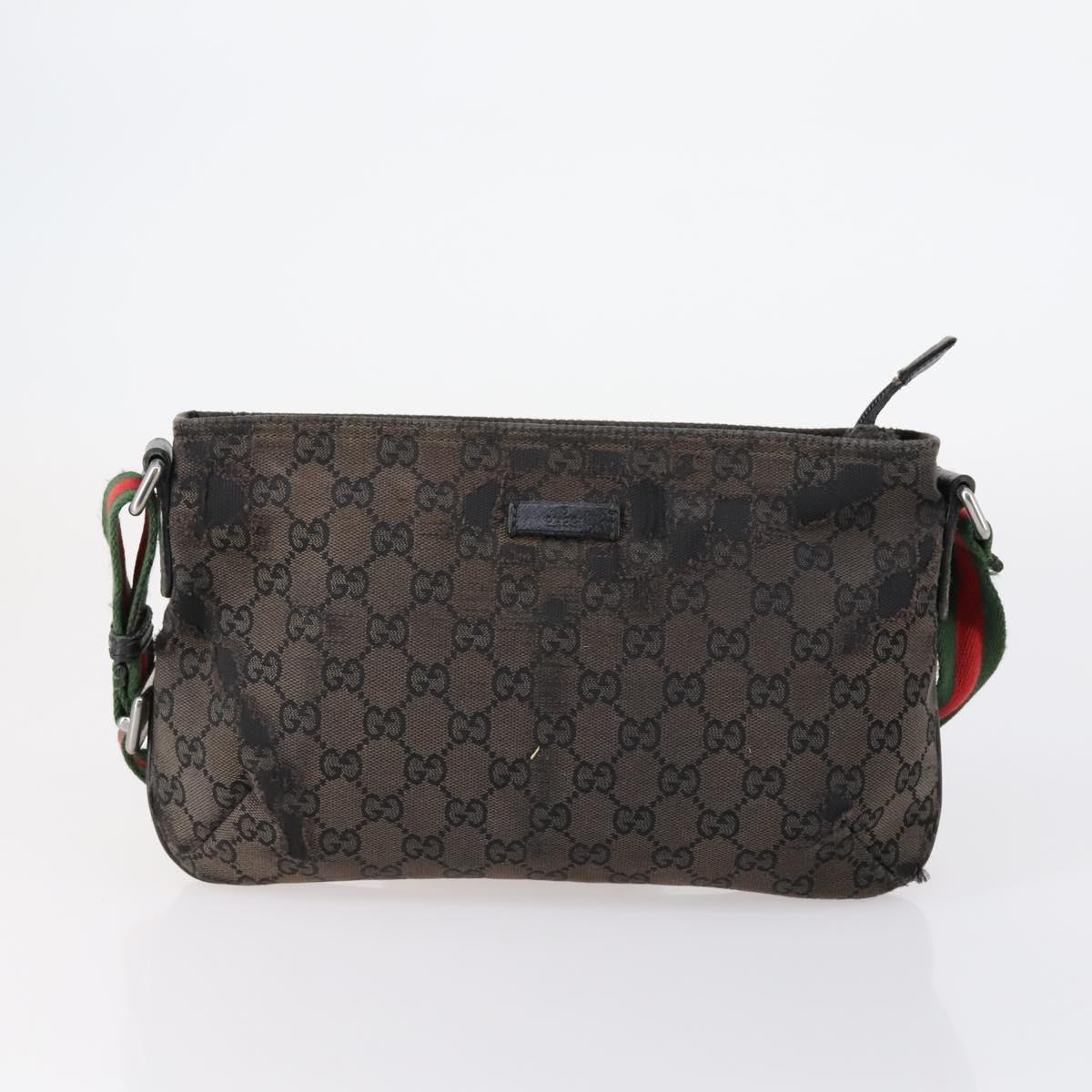 GUCCI GG Supreme Canvas Shoulder Bag PVC 5 Set Beige Black Auth 153245