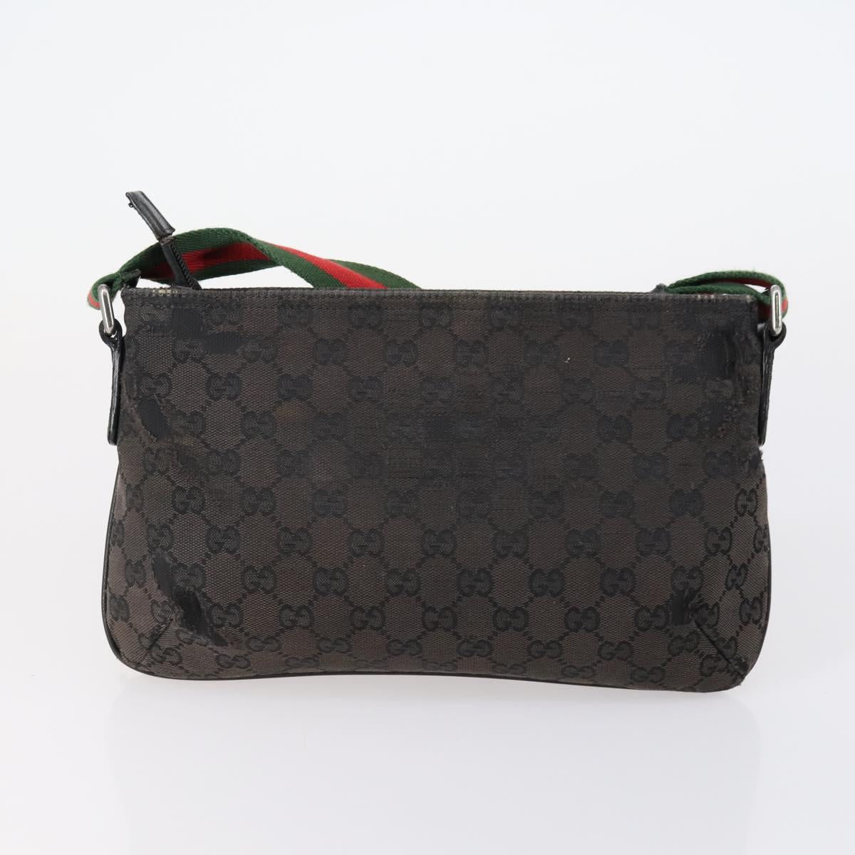 GUCCI GG Supreme Canvas Shoulder Bag PVC 5 Set Beige Black Auth 153245