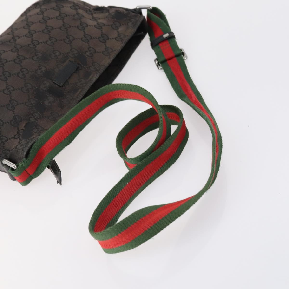 GUCCI GG Supreme Canvas Shoulder Bag PVC 5 Set Beige Black Auth 153245