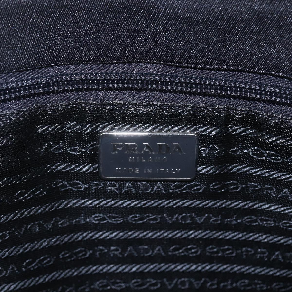 PRADA Hand Bag Cotton Black Auth 153247