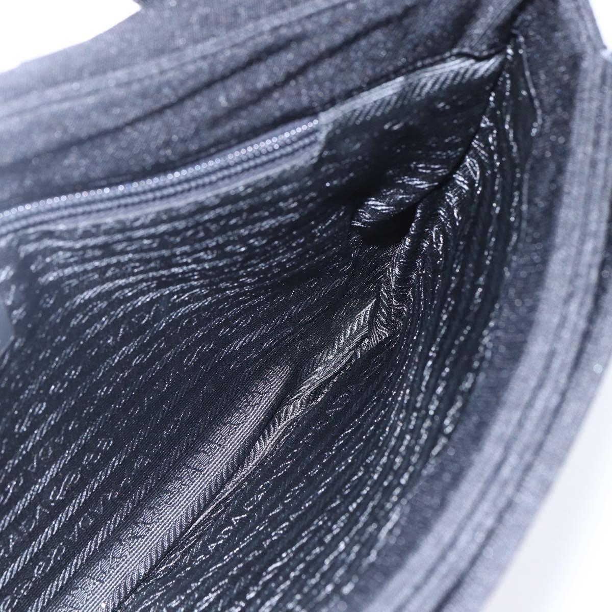 PRADA Hand Bag Cotton Black Auth 153247