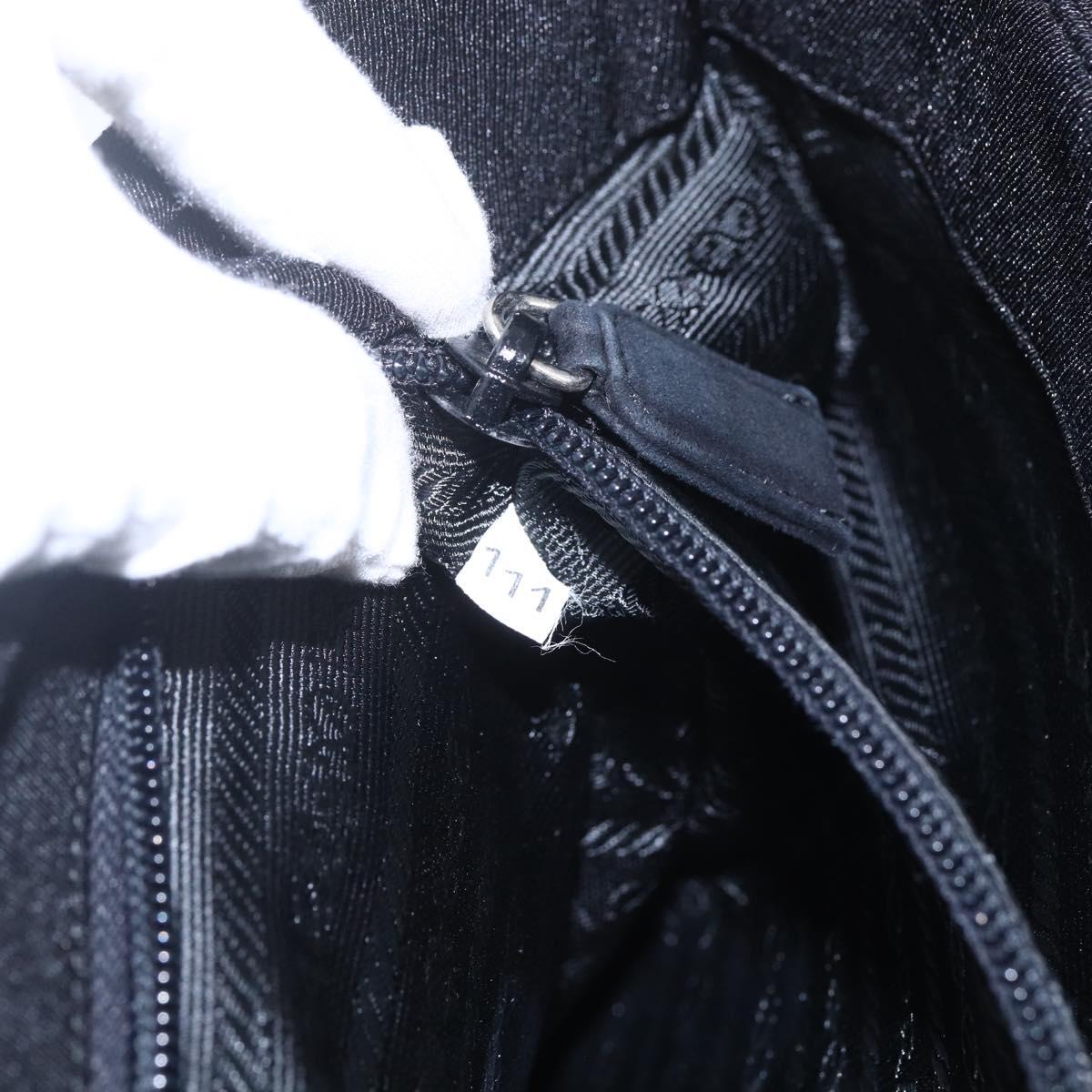 PRADA Hand Bag Cotton Black Auth 153247