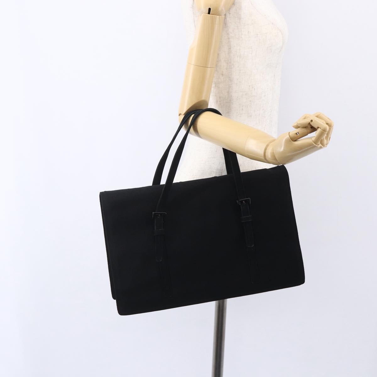 PRADA Hand Bag Cotton Black Auth 153247