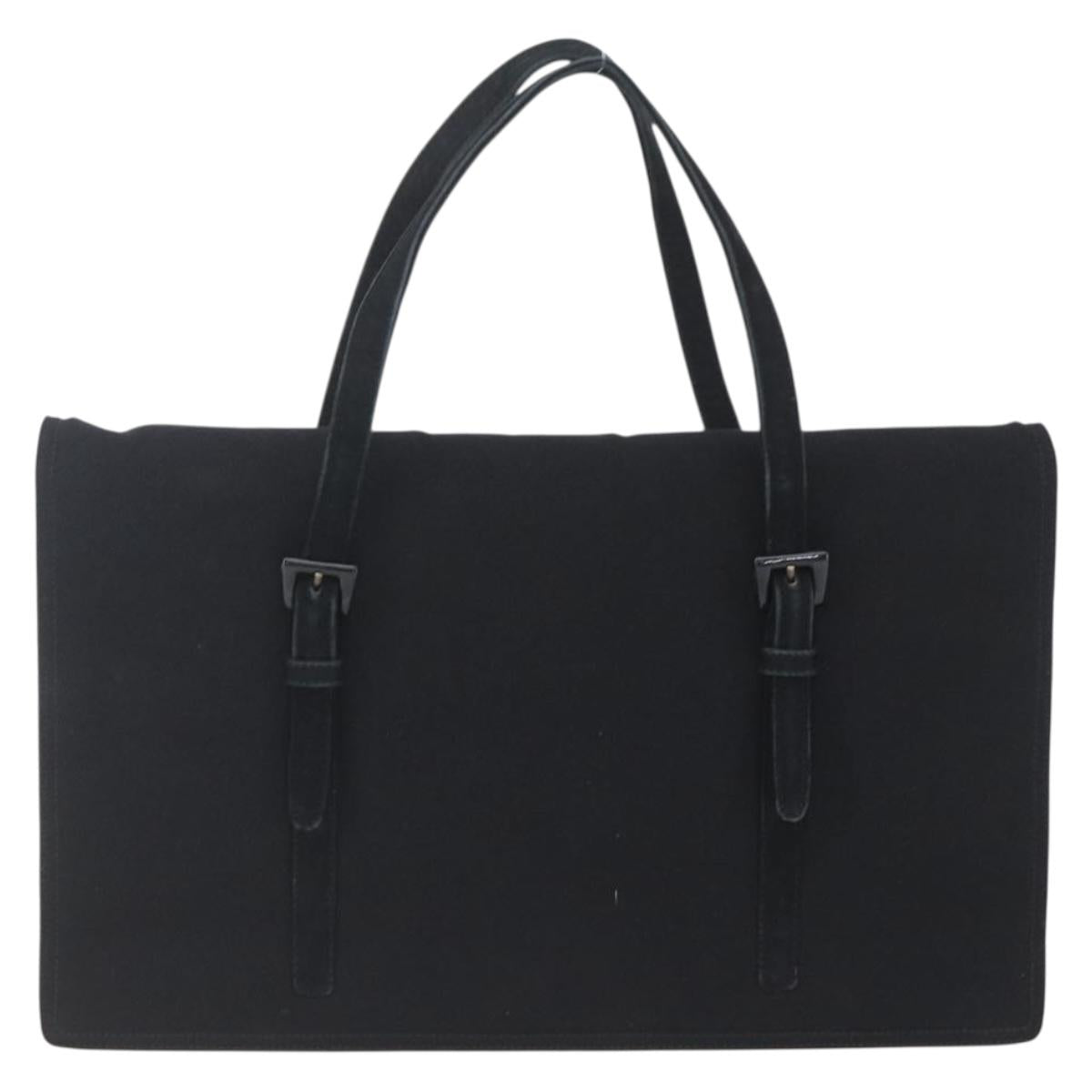 PRADA Hand Bag Cotton Black Auth 153247