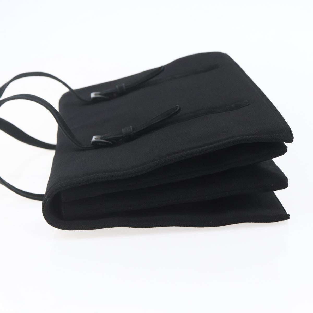 PRADA Hand Bag Cotton Black Auth 153247