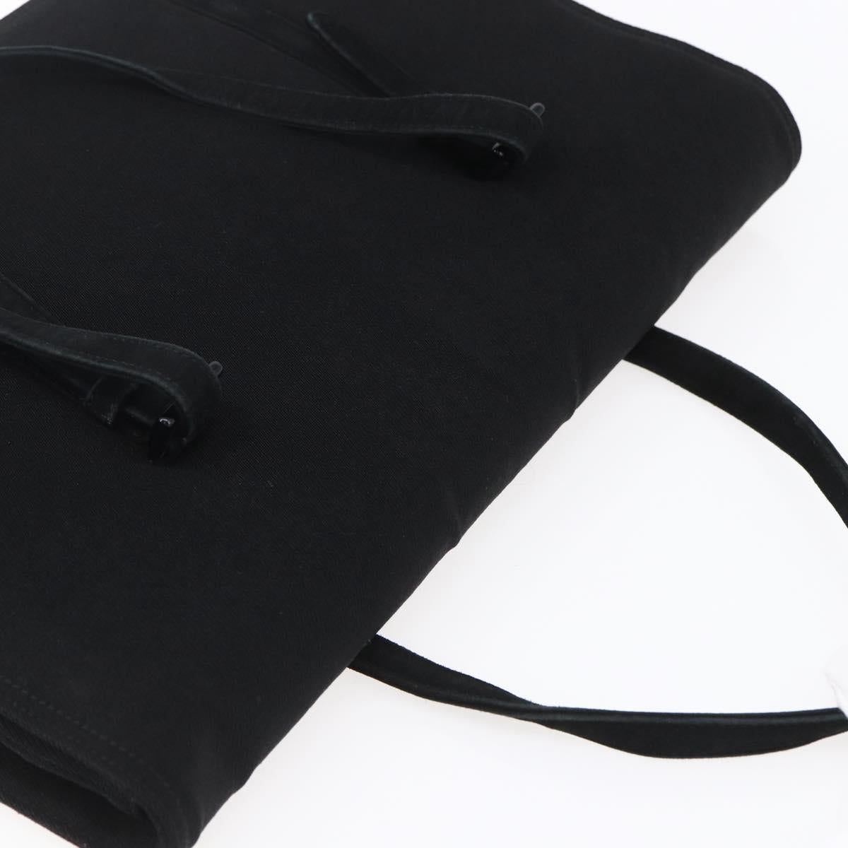 PRADA Hand Bag Cotton Black Auth 153247