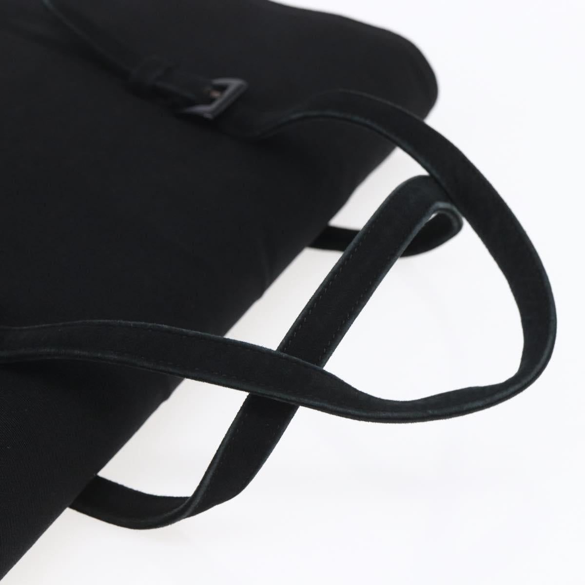 PRADA Hand Bag Cotton Black Auth 153247
