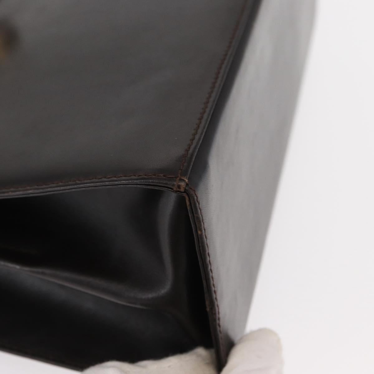 Salvatore Ferragamo Gancini Hand Bag Leather 2way Dark Brown Gold Auth 153307