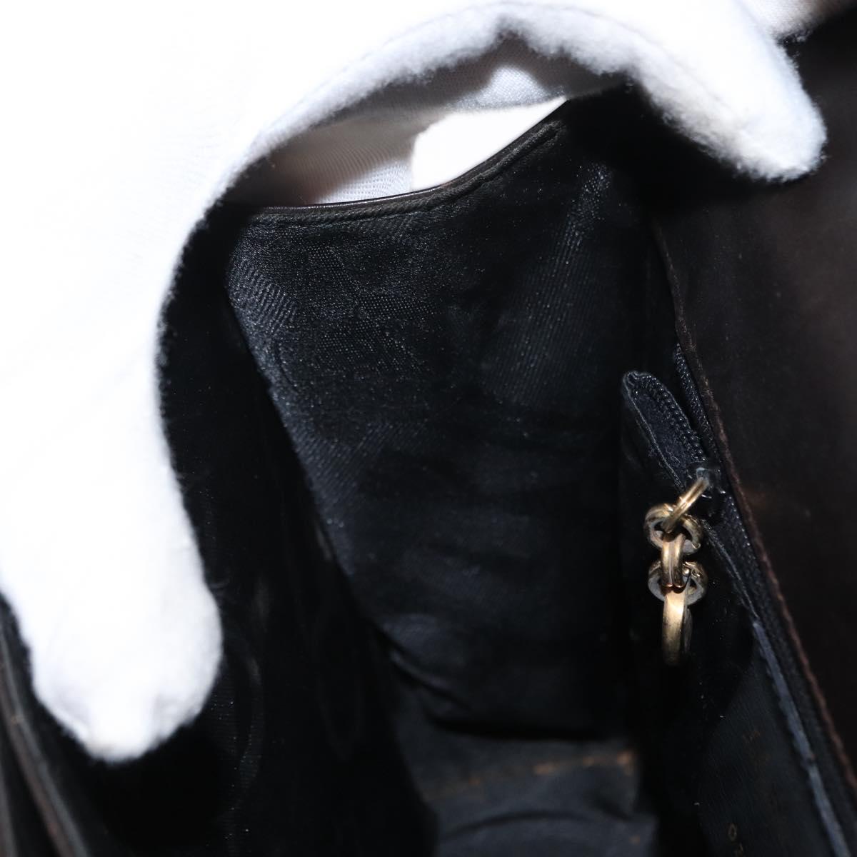 Salvatore Ferragamo Gancini Hand Bag Leather 2way Dark Brown Gold Auth 153307