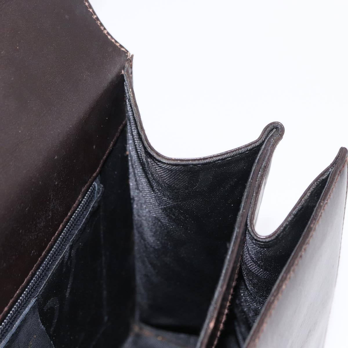 Salvatore Ferragamo Gancini Hand Bag Leather 2way Dark Brown Gold Auth 153307