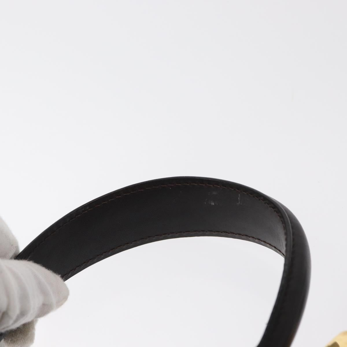 Salvatore Ferragamo Gancini Hand Bag Leather 2way Dark Brown Gold Auth 153307