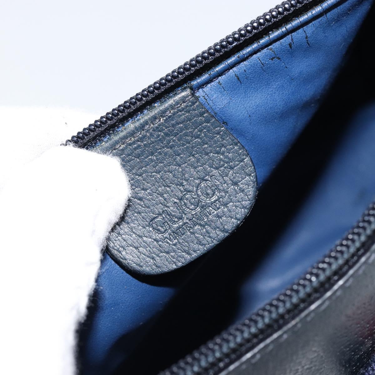 GUCCI GG Supreme Sherry Line Shoulder Bag PVC Navy Gold Auth 153309