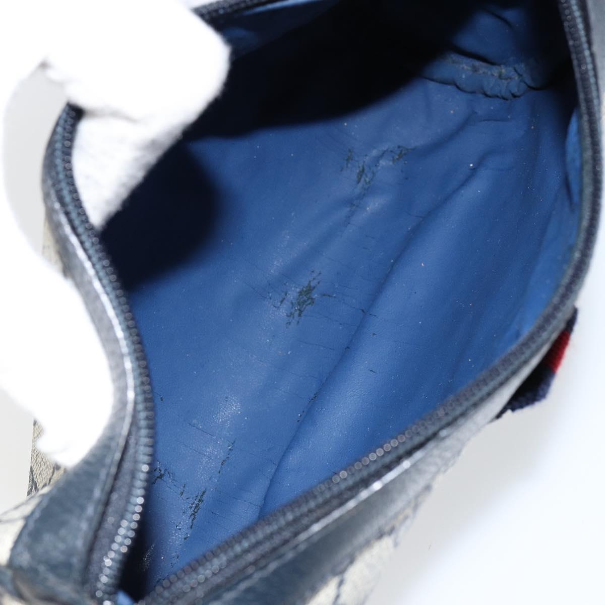 GUCCI GG Supreme Sherry Line Shoulder Bag PVC Navy Gold Auth 153309