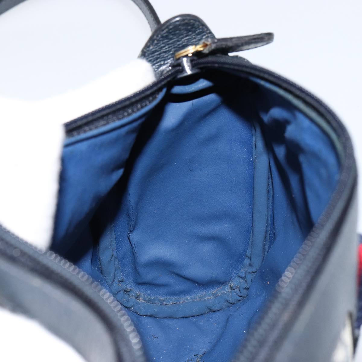 GUCCI GG Supreme Sherry Line Shoulder Bag PVC Navy Gold Auth 153309