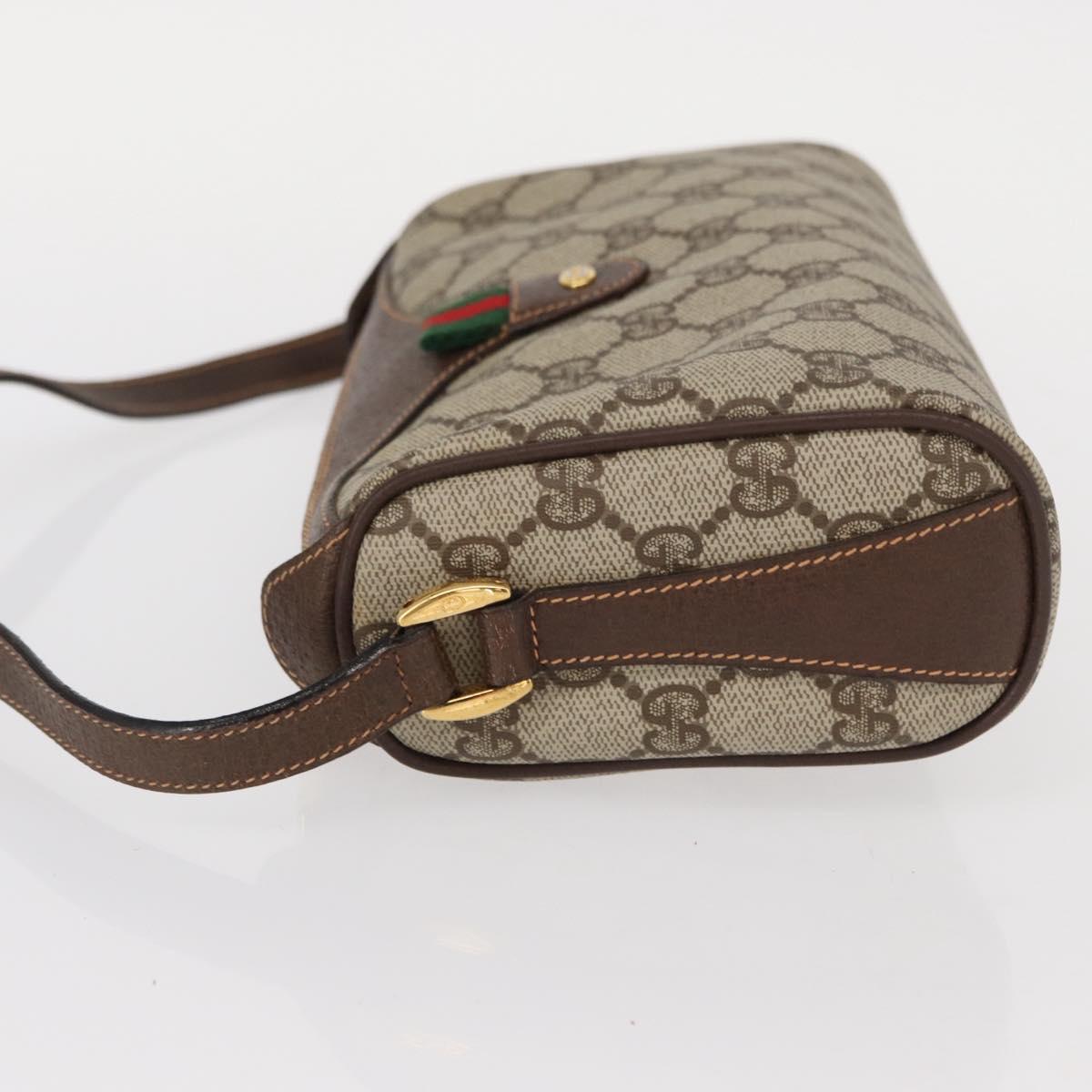 GUCCI GG Supreme Web Sherry Line Bag PVC Beige Gold 89 02 018 Auth 153310