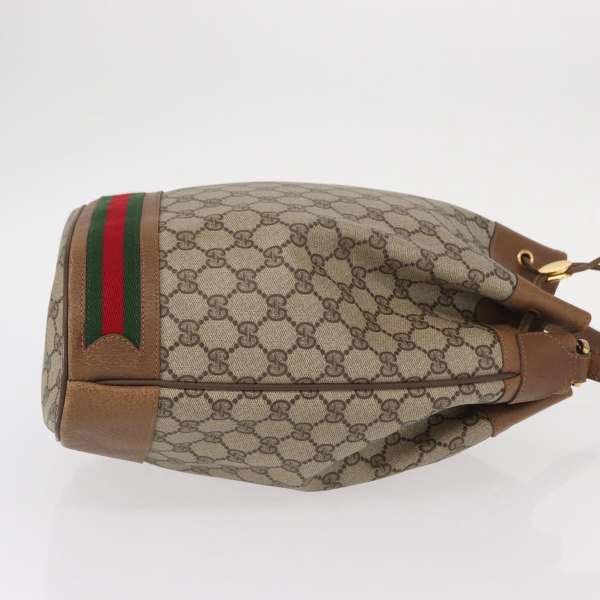 GUCCI GG Supreme Web Sherry Line Bag PVC Beige Gold 41 02 085 Auth 153311