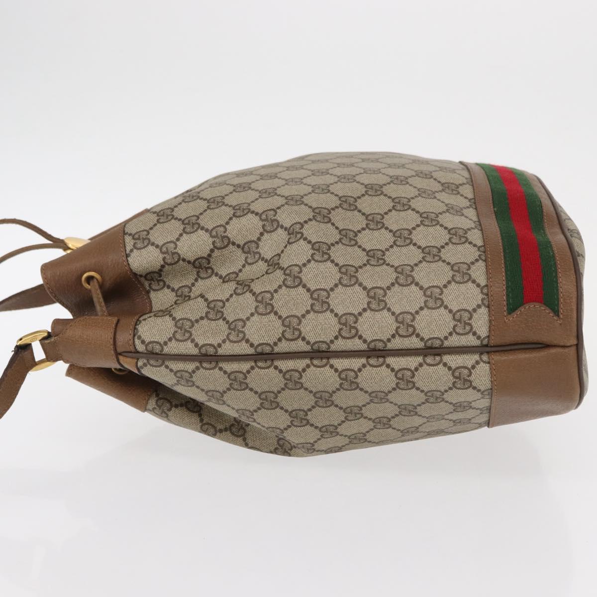 GUCCI GG Supreme Web Sherry Line Bag PVC Beige Gold 41 02 085 Auth 153311