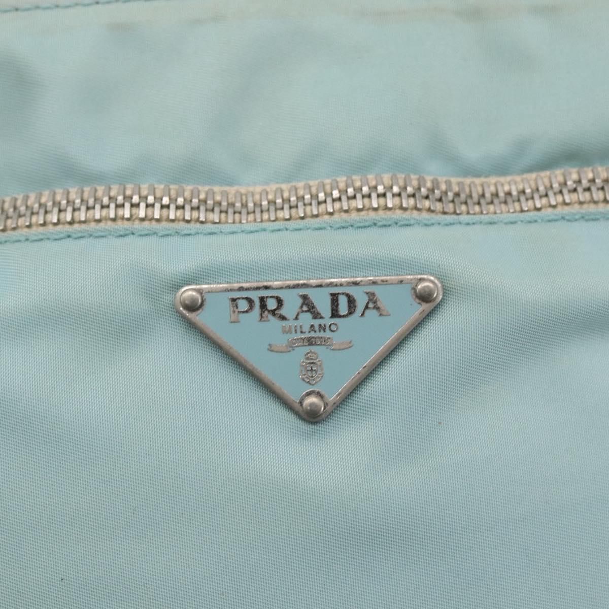 PRADA Shoulder Bag Nylon Light Blue Silver Auth 153313
