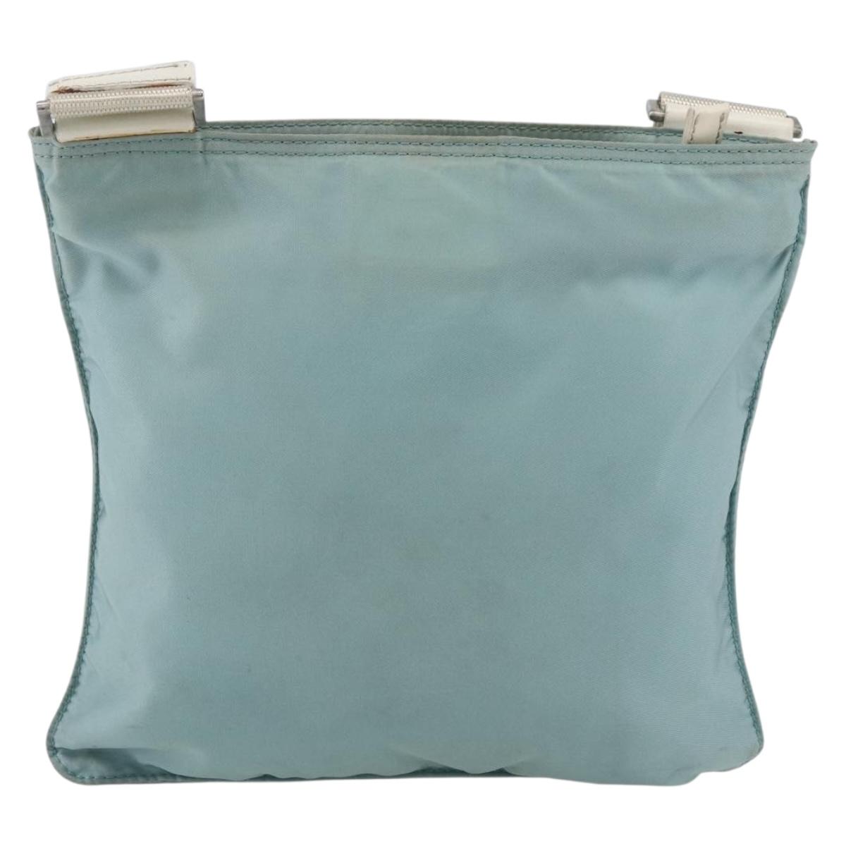 PRADA Shoulder Bag Nylon Light Blue Silver Auth 153313