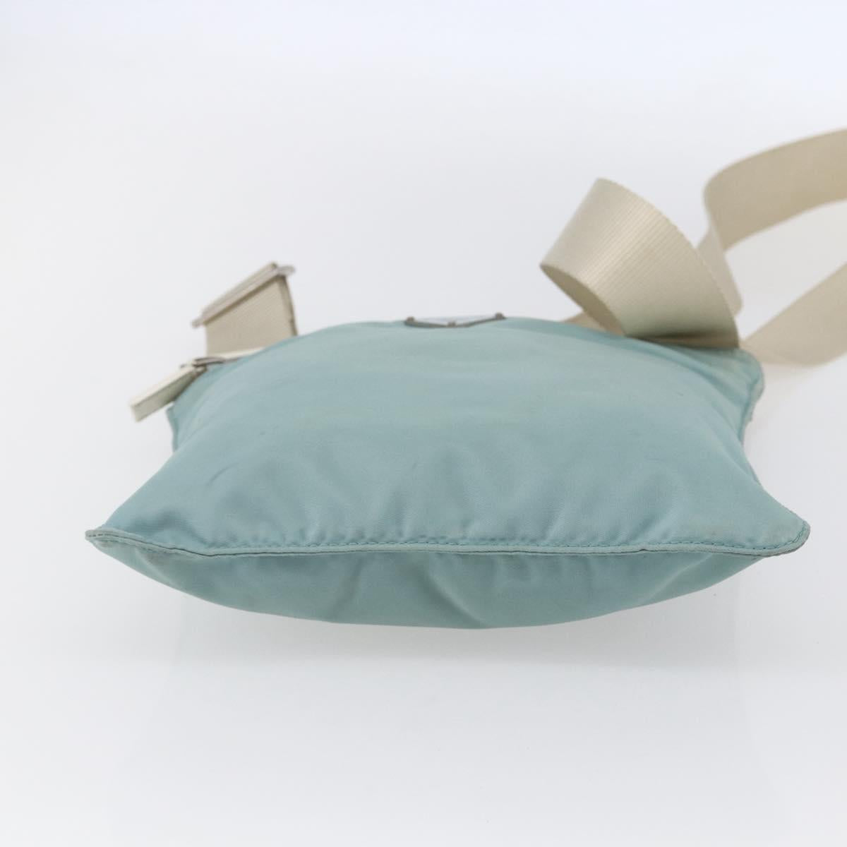 PRADA Shoulder Bag Nylon Light Blue Silver Auth 153313