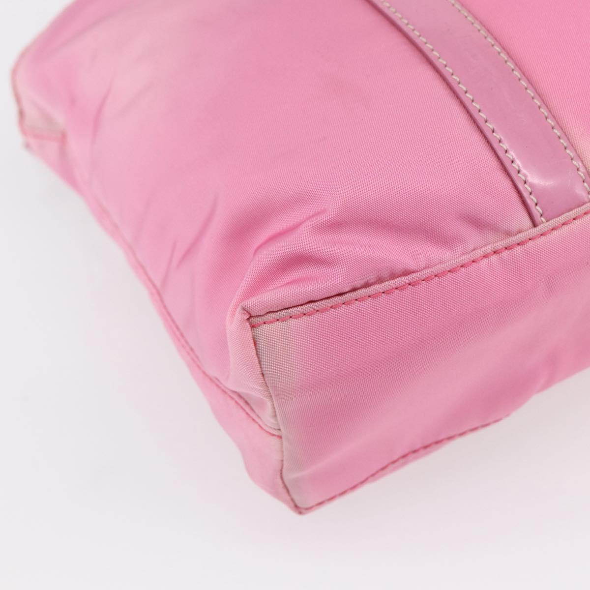 PRADA Hand Bag Nylon 2way Pink Silver Auth 153314