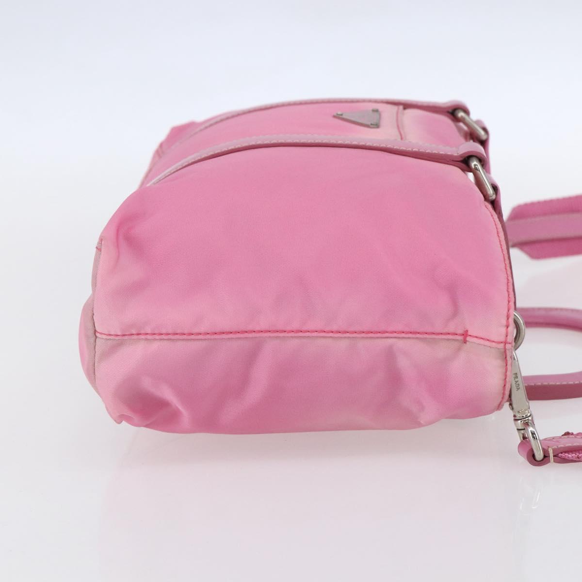 PRADA Hand Bag Nylon 2way Pink Silver Auth 153314