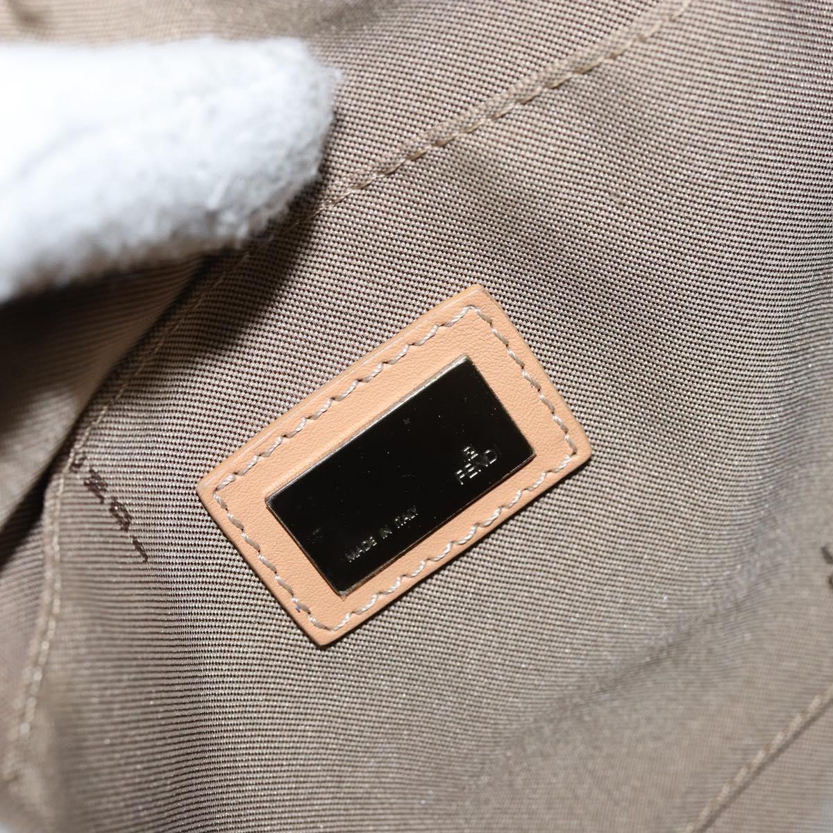 FENDI Zucchino Canvas Shoulder Bag Light Blue Silver Auth 153315