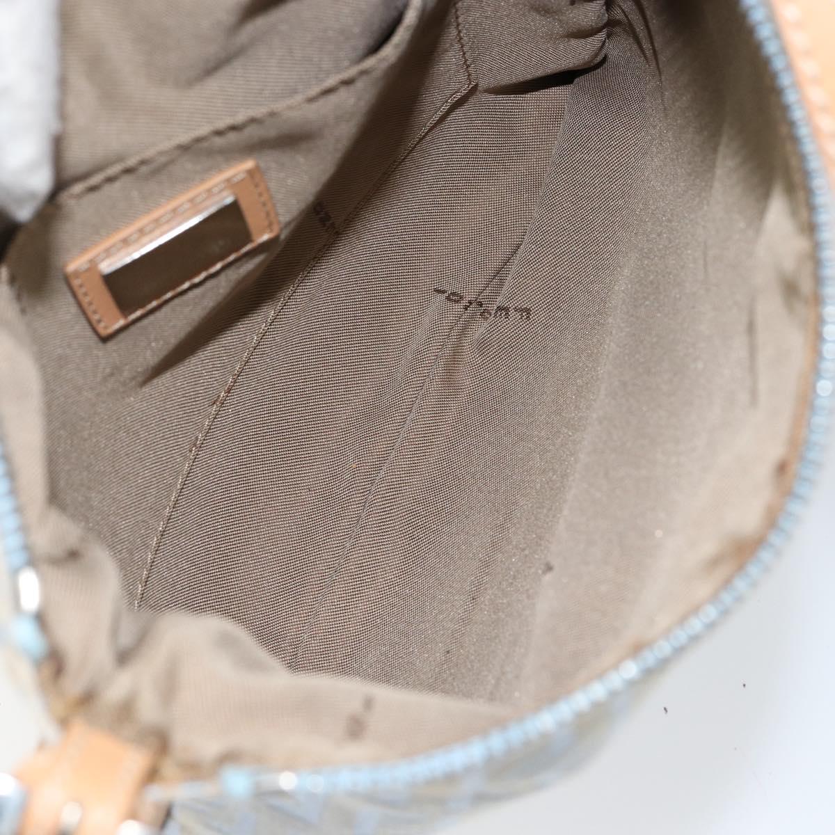 FENDI Zucchino Canvas Shoulder Bag Light Blue Silver Auth 153315