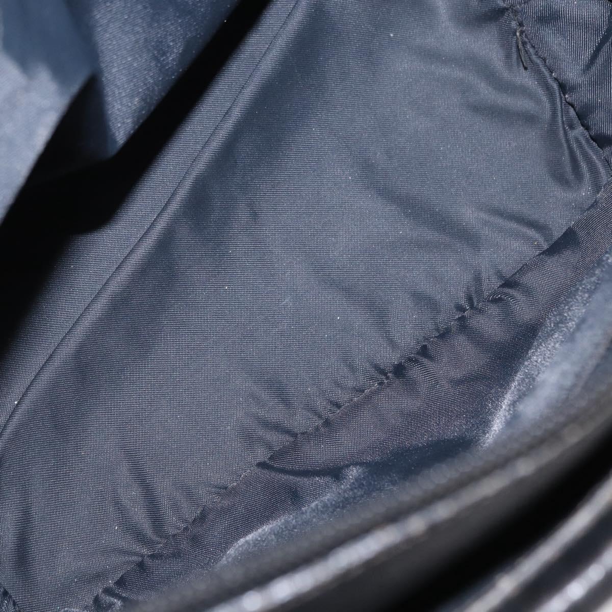 CELINE Circle Hand Bag Nylon Leather Black Gold Auth 153316