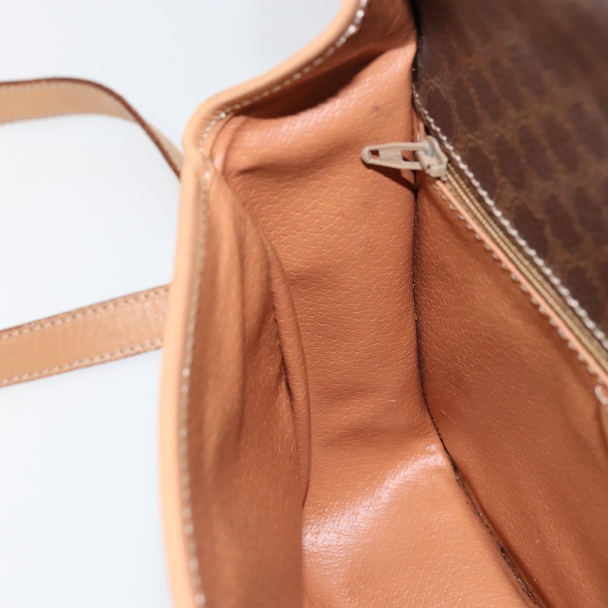 CELINE Macadam Canvas Circle Shoulder Bag PVC Leather Brown Gold Auth 153317