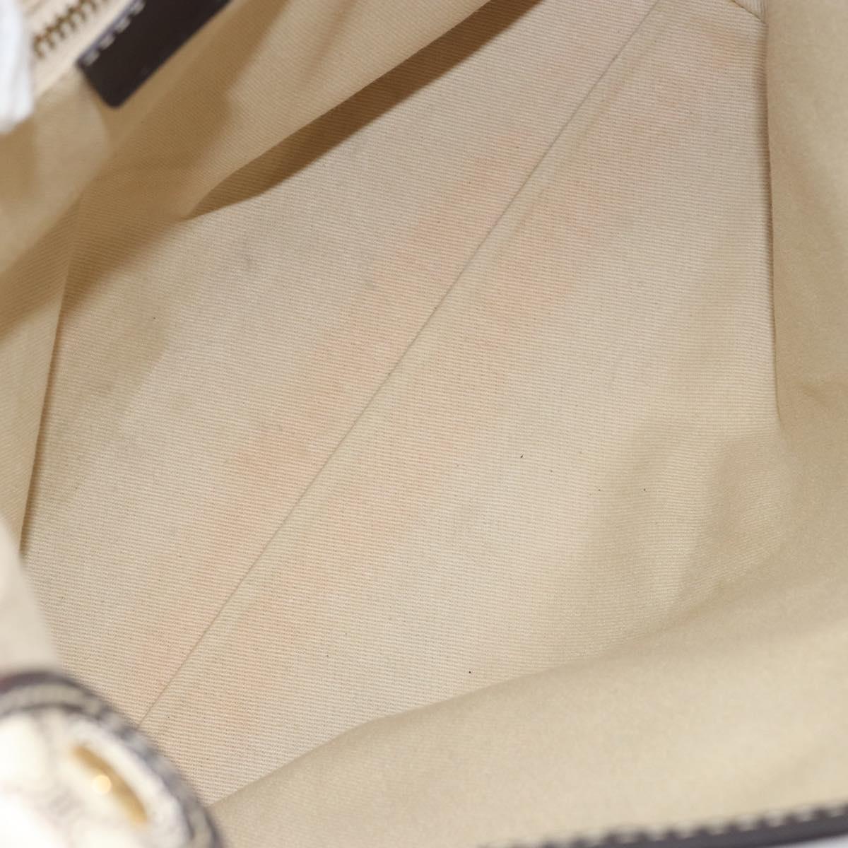 CELINE Macadam Canvas Shoulder Bag PVC Leather White Gold Auth 153319