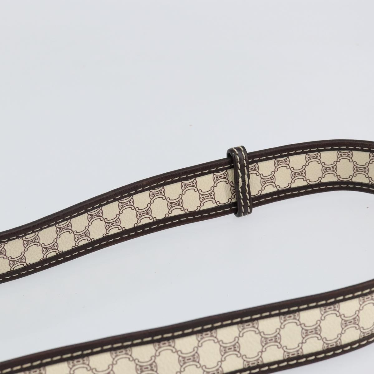 CELINE Macadam Canvas Shoulder Bag PVC Leather White Gold Auth 153319