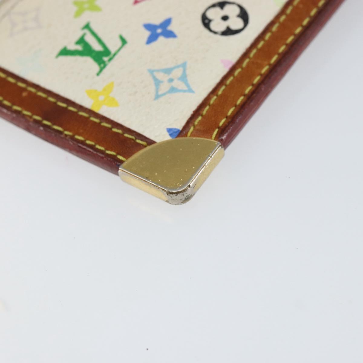 LOUIS VUITTON Multicolor Pochette Cles Coin Purse White M92655 LV Auth 153320