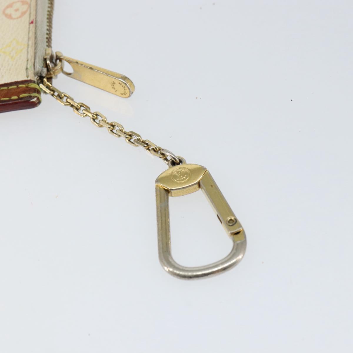 LOUIS VUITTON Multicolor Pochette Cles Coin Purse White M92655 LV Auth 153320