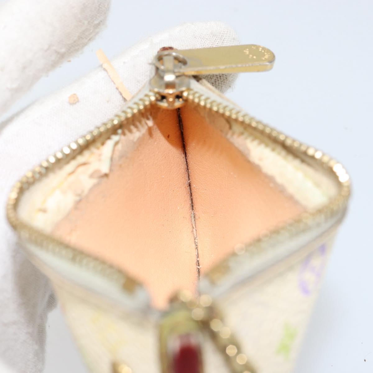 LOUIS VUITTON Multicolor Pochette Cles Coin Purse White M92655 LV Auth 153320