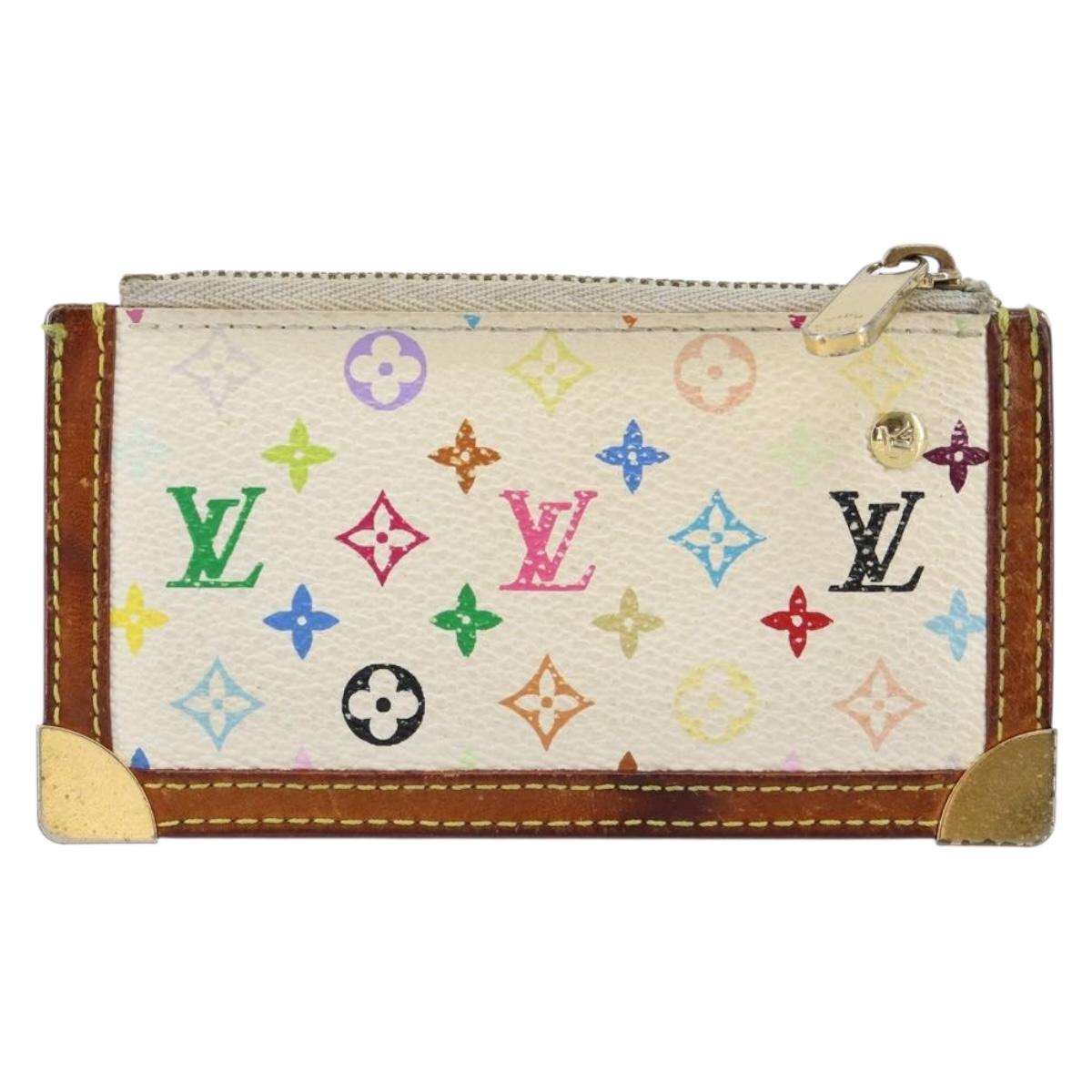LOUIS VUITTON Multicolor Pochette Cles Coin Purse White M92655 LV Auth 153320