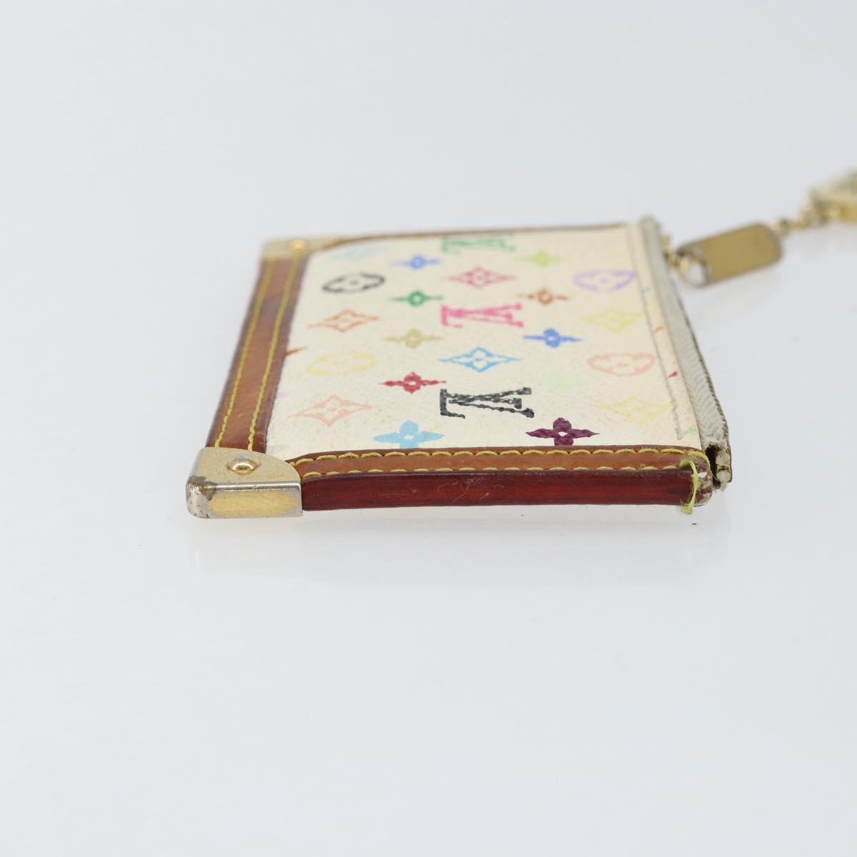 LOUIS VUITTON Multicolor Pochette Cles Coin Purse White M92655 LV Auth 153320
